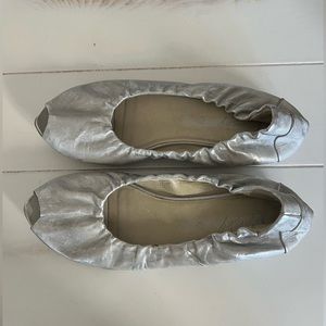 Marsell Silver Metallic Peep-Toe Flats